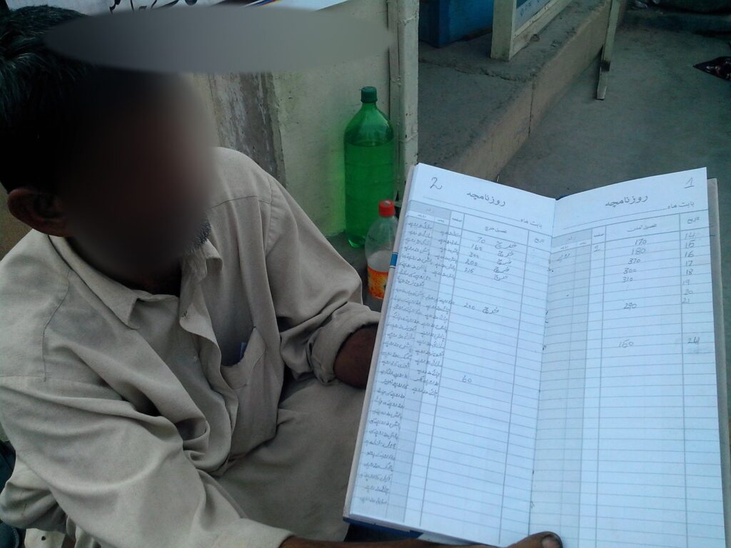 A Peace Through Prosperity coaching visit to a participant’s business in Haripur, Khyber Pakhtunkhwa, 2013. Faces blurred.