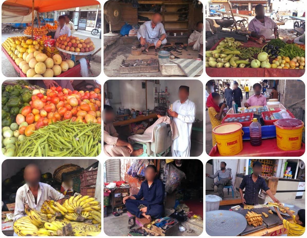 A collage of micro-entrepreneurs supported by Peace Through Prosperity